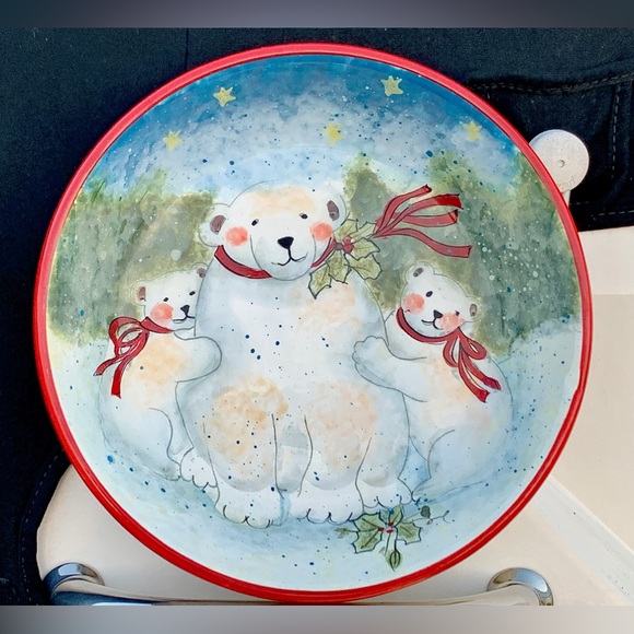 Vtg Retired Certified International Enchanted Santa Individual Pasta Bowl Plate - Picture 12 of 14
